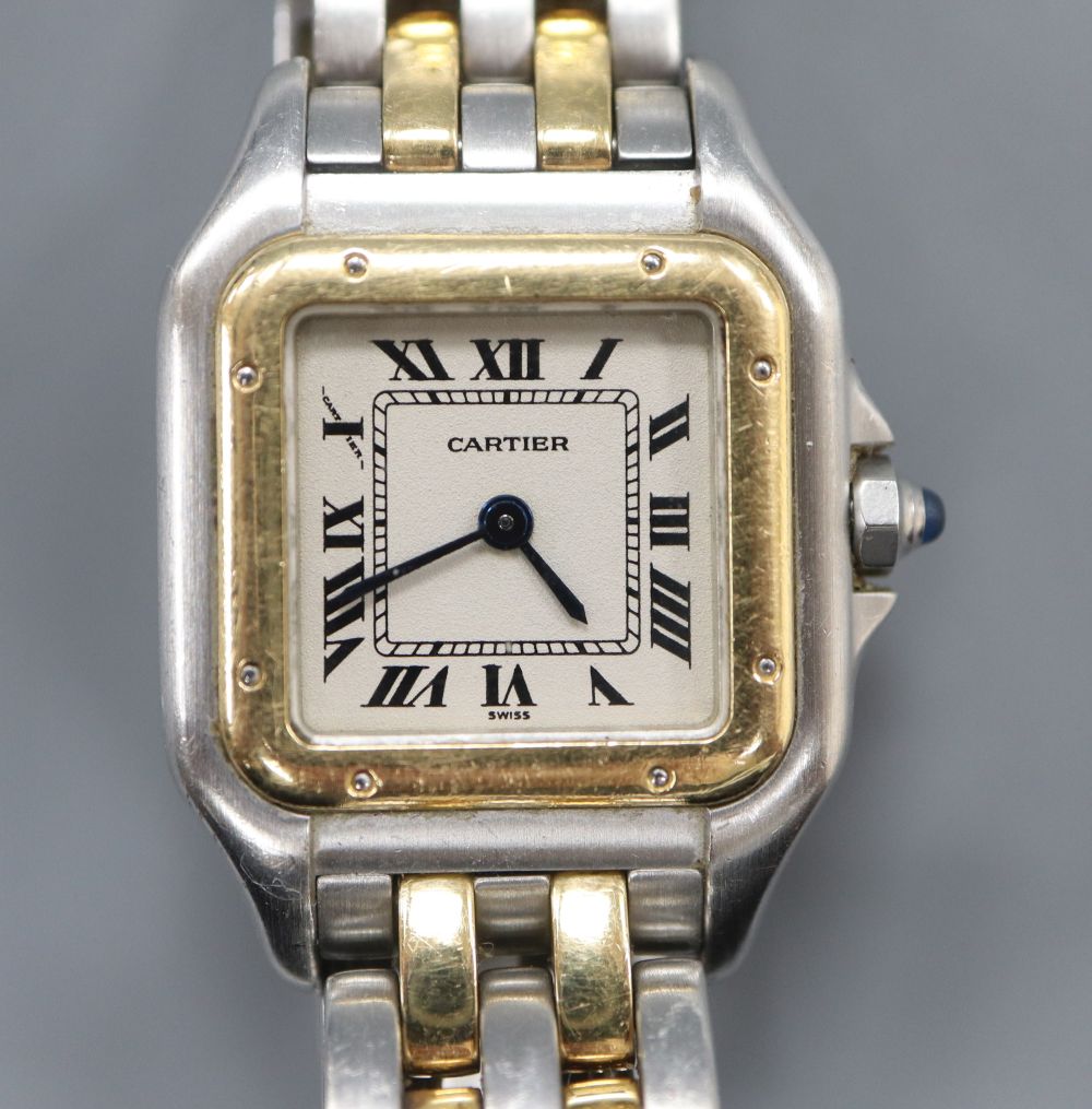 A ladys steel and gold Cartier de Santos wristwatch